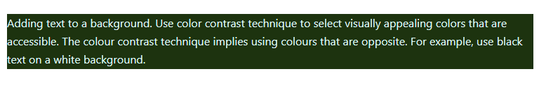 Using a pale white colour on a green background gotten from Color Safe