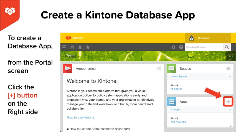 4. Create a Kintone Database App