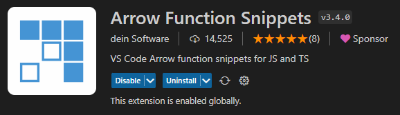 Arrow Function Snippets