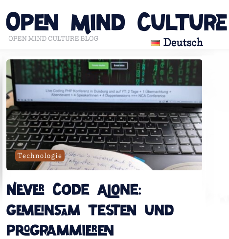 Screenshot of German blog post