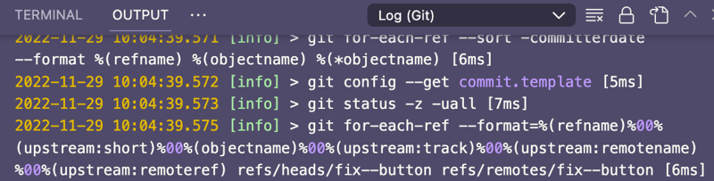 screenshot of git output