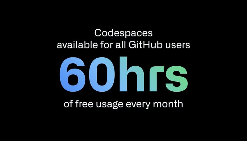 Codespaces available for all users. 60 hours of free usage every month