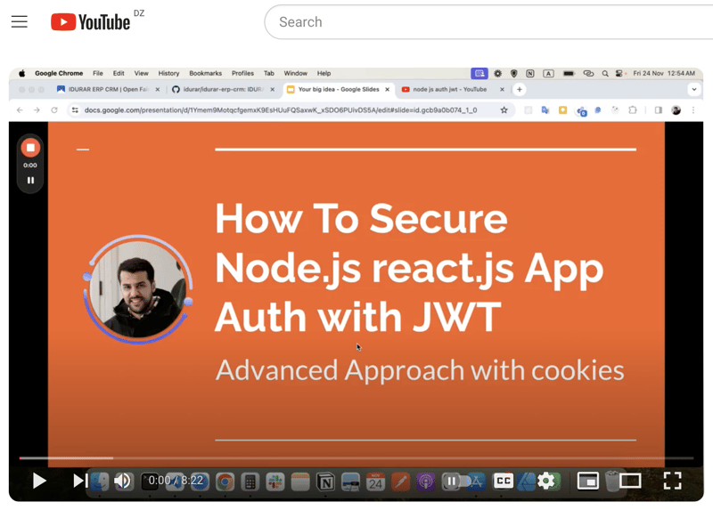Advanced Node.js React.js Auth (httpOnly in cookies)
