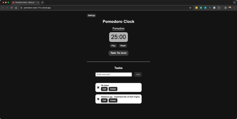 Pomodoro Project Demo - Screenshot