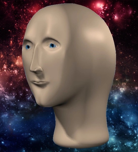 Grey 3D modeled human head and neck on a galaxy background